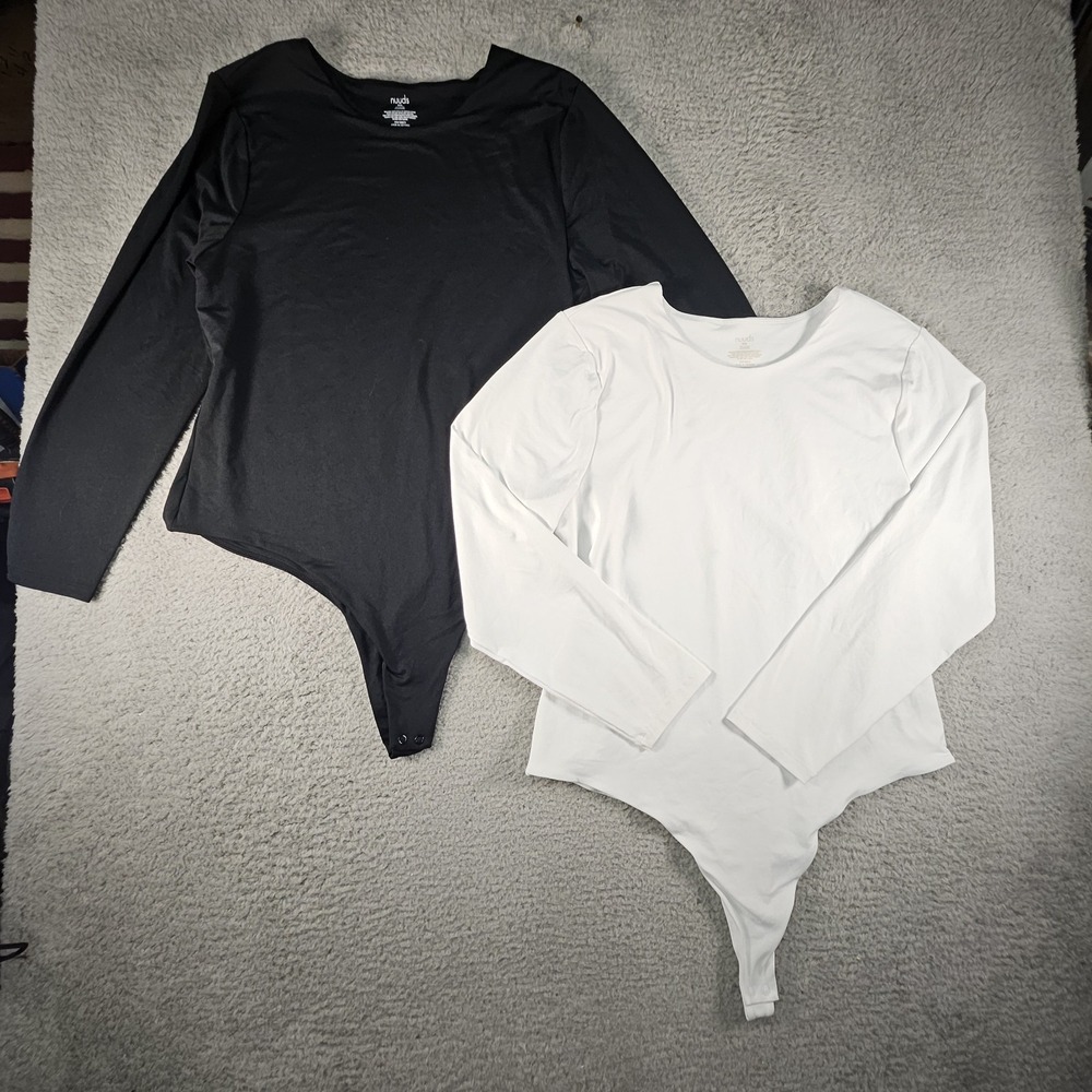 Nuuds Bodysuit Womens XXL Stretch Snap LS Slimming Momcore Capsule Basic READ!!